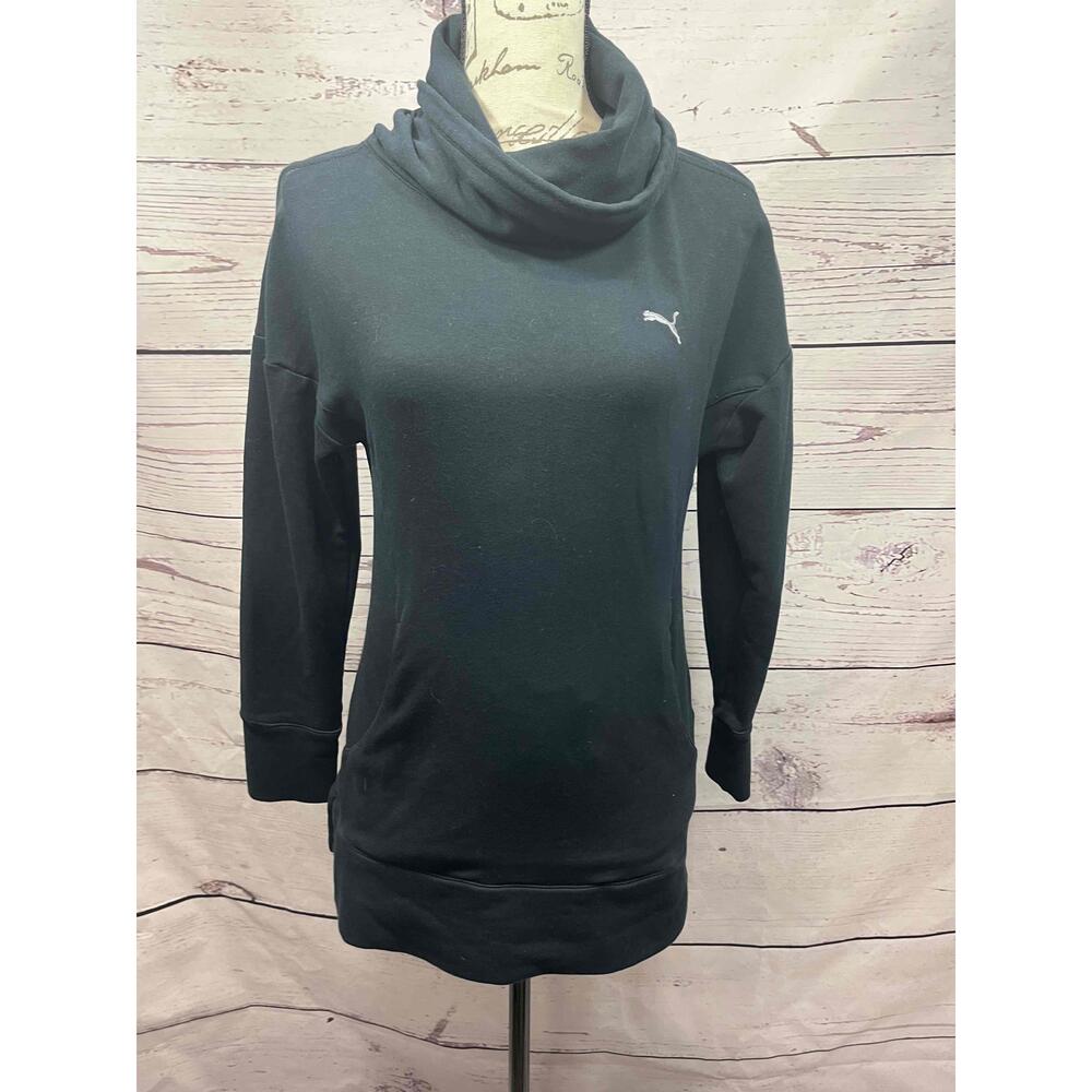 Puma Black Pullover Sweatshirt Cowl Neck Long Sleeve Womens Size XS